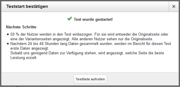 A/B-Teststart